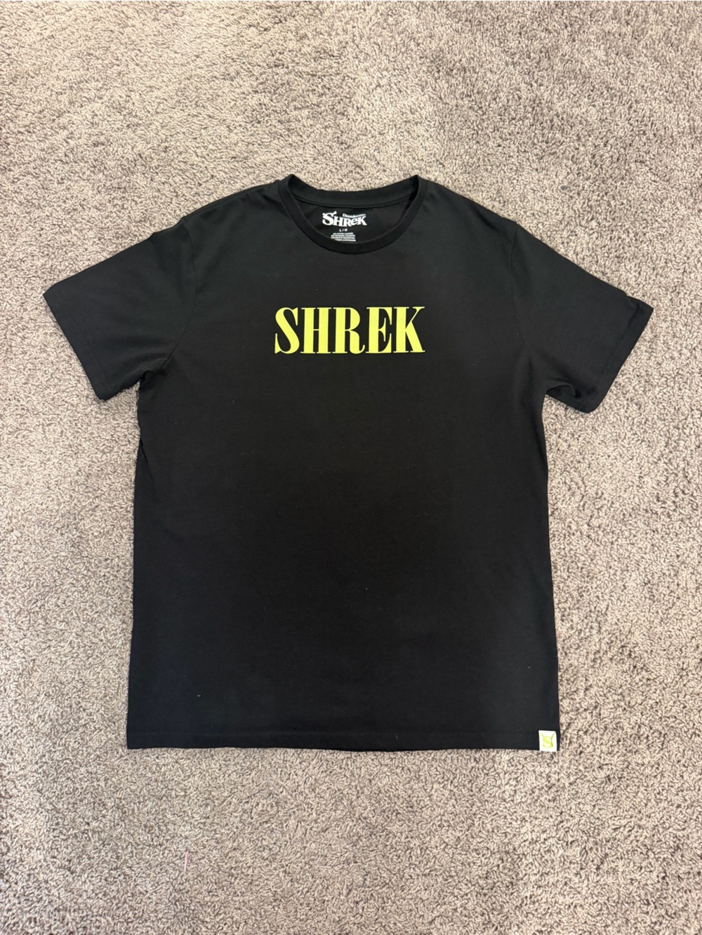 Dreamworks SHREK Black Tee with Neon Yellow Logo